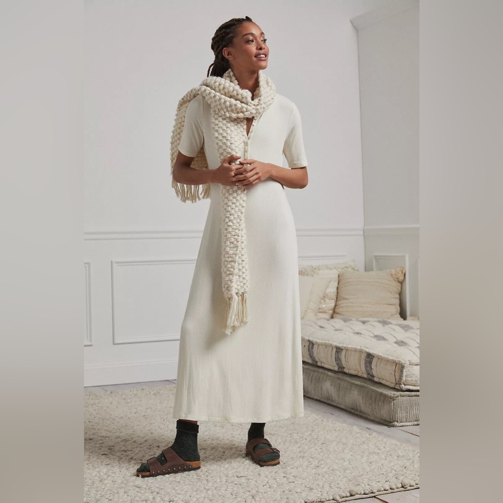 Anthropologie Dolan Orla Henley Ivory Maxi Dress Small NWT $108